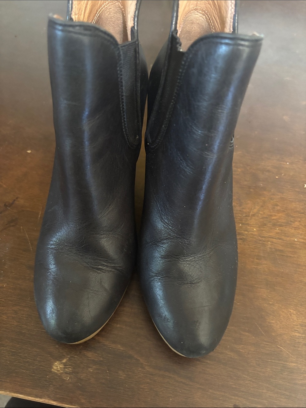Coach Black Leather Wedge Booties with Wood-Effect Heel - Picture 2 of 4